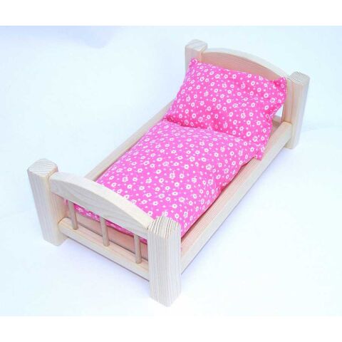 Puppenbett aus Holz natur